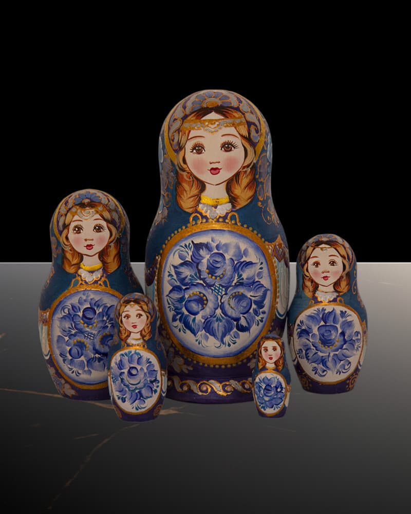 Classic Gzhel blue and white matryoshka