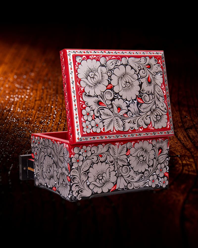Slavic pattern Khokhloma jewelry box