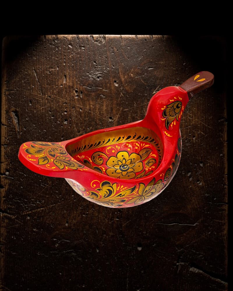 Khokhloma painted duck bowl